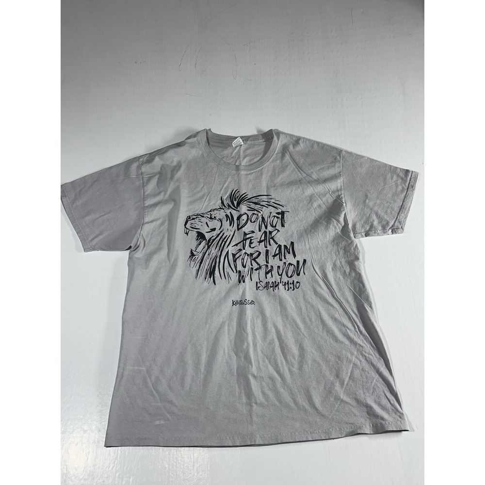 Kerusso Isaiah 41:10 Lion Graphic T Shirt Gray Christian Faith Tee Size Large